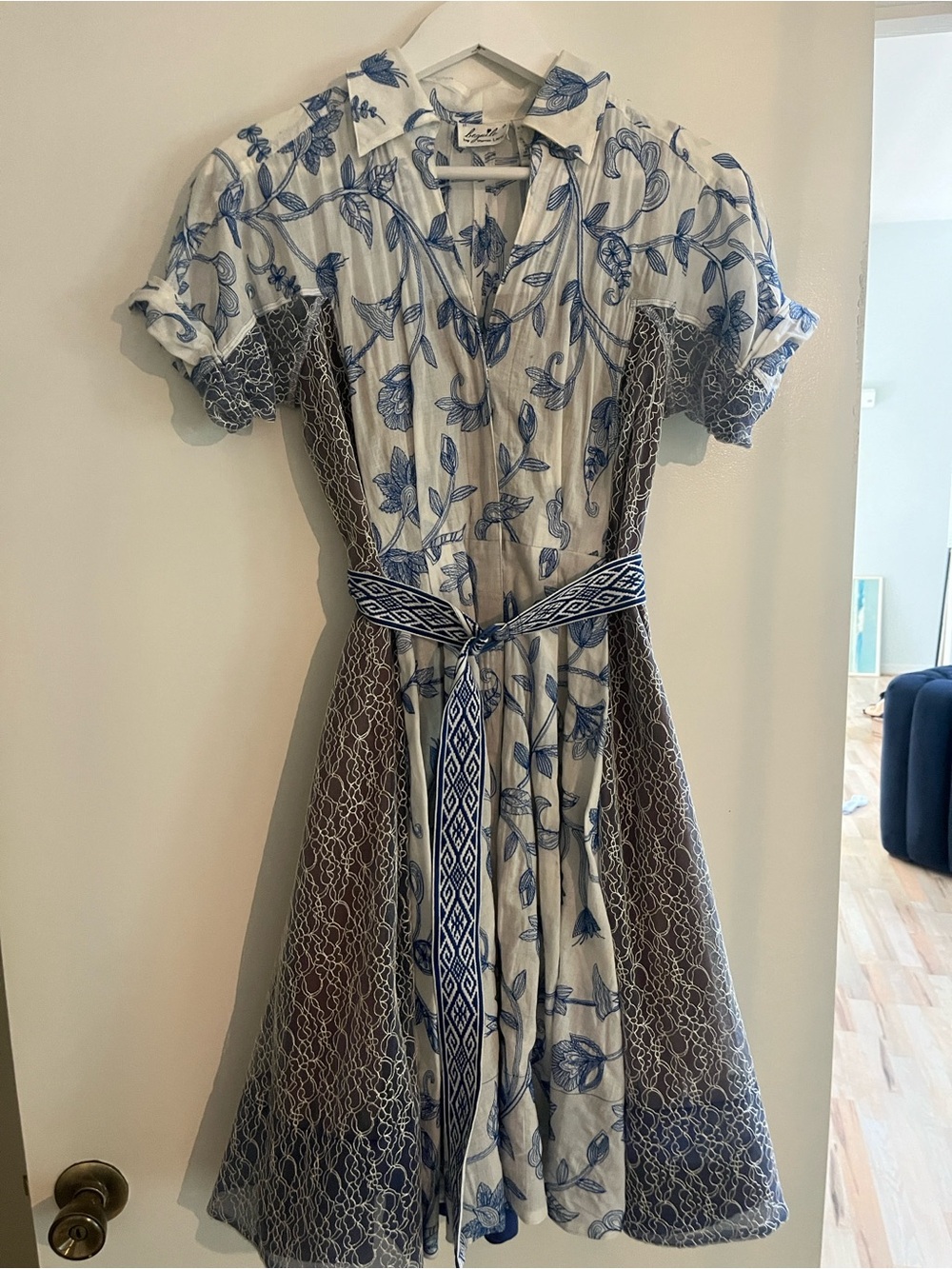 Anthropologie Bequile Byron Lars midi dress floral blue white size 0 - Picture 9 of 11